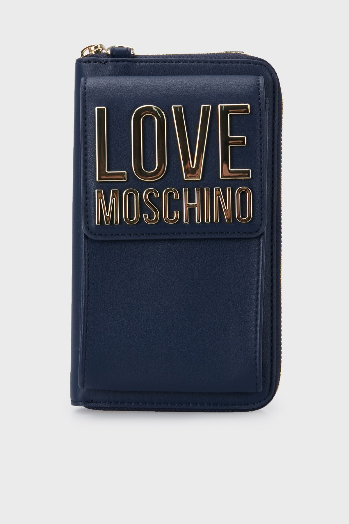 Love Moschino Logolu Zincir Askılı Telefon Bölmeli Bayan Cüzdan S JC5645PP1DLJ070A LACİVERT