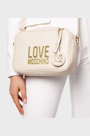 Love Moschino - Love Moschino Marka Logolu Ayarlanabilir Omuz Askılı Bayan Çanta JC4107PP1ELJ010A BEJ (1)
