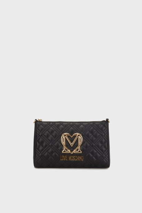 Love Moschino Metal Logolu Hakiki Deri Çıkarılabilir Askılı Bayan Çanta JC4300PP0MK1200A SİYAH - 1