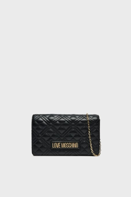 Love Moschino Parlak Kapitoneli Zincir Askılı Bayan Çanta JC4079PP1MLA0000 SİYAH - 1