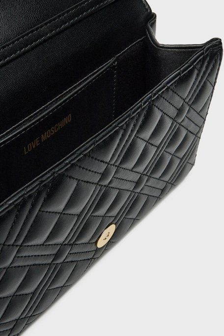 Love Moschino Parlak Kapitoneli Zincir Askılı Bayan Çanta JC4079PP1MLA0000 SİYAH - 4