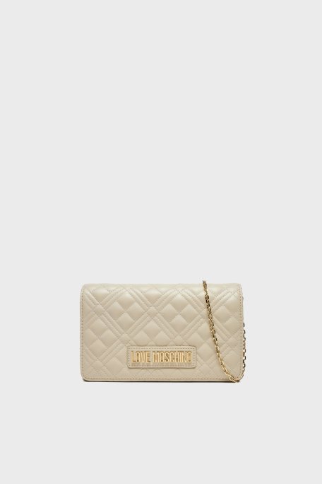 Love Moschino Parlak Kapitoneli Zincir Askılı Bayan Çanta JC4079PP1MLA0110 KREM - 1