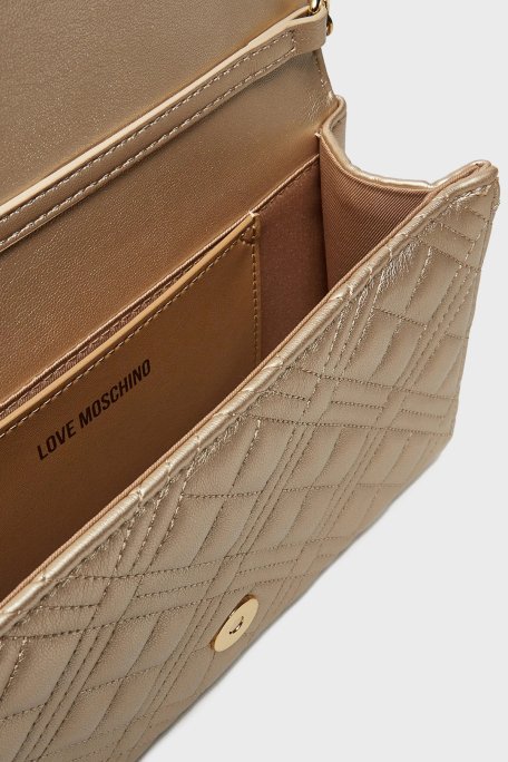 Love Moschino Parlak Kapitoneli Zincir Askılı Bayan Çanta JC4079PP1MLA196A GOLD - 4