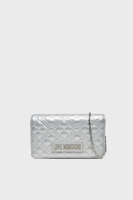 Love Moschino Parlak Kapitoneli Zincir Askılı Bayan Çanta JC4079PP1MLA196B GÜMÜŞ - 1