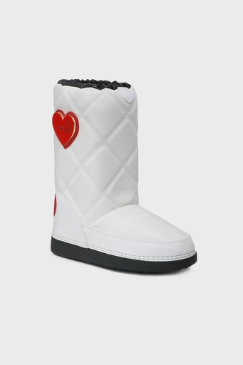 Love Moschino Suya Dayanıklı Logolu Büzgülü Bayan Kar Botu JA24172G1HIT710A BEYAZ - 7