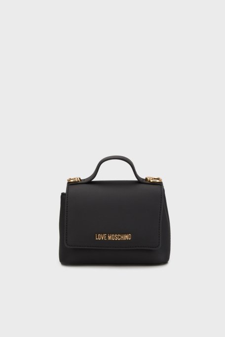 Love Moschino Taşlı Logolu Çıkarılabilir Askılı Mini Bayan Çanta JC4279PP0MKI0000 SİYAH - 4