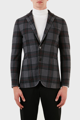 Manuel Ritz Ekoseli Blazer Erkek Ceket ZOX1910G807TW151634C98 GRİ - 1