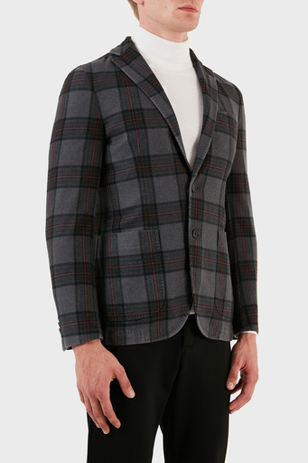 Manuel Ritz Ekoseli Blazer Erkek Ceket ZOX1910G807TW151634C98 GRİ - 4