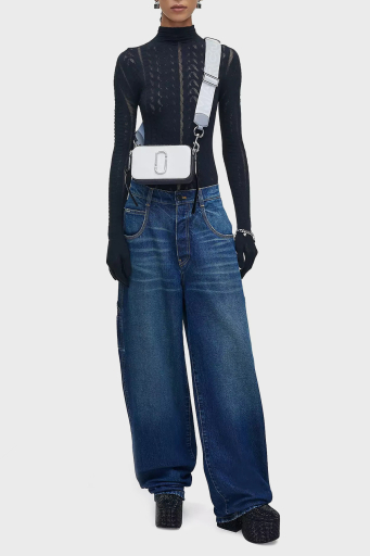 Marc Jacobs The Snapshot Çıkarılabilir Askılı Deri Bayan Çanta 2S3HCR500H03 164 SİYAH-BEYAZ - 2