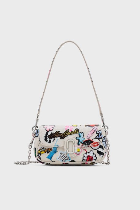 Marc Jacobs Hakiki Deri Baskılı Çıkarılabilir Zincir Askılı Bayan Çanta 2S5HSH027H02 101 BEYAZ - 7