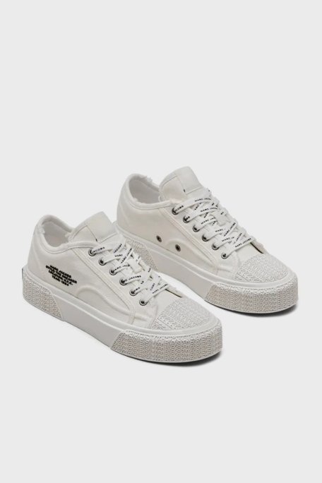 Marc Jacobs Logolu Kanvas Sneaker Bayan Ayakkabı 2S4FSN023F14 100 BEYAZ - 3