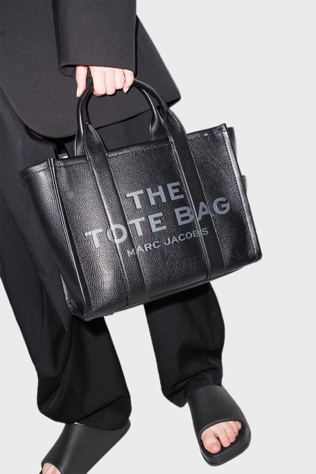 Marc Jacobs Medium Logolu Çıkarılabilir Askılı Deri Tote Bayan Çanta H004L01PF21 001 SİYAH - 2