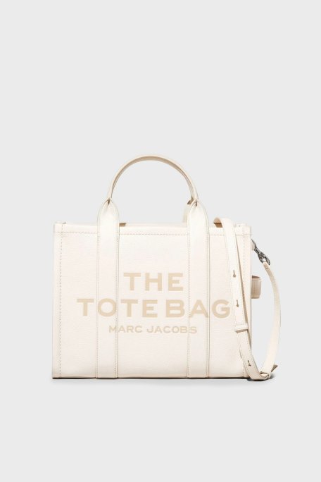 Marc Jacobs Medium Logolu Çıkarılabilir Askılı Deri Tote Bayan Çanta H004L01PF21 140 BEYAZ - 1