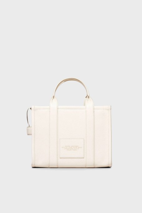 Marc Jacobs Medium Logolu Çıkarılabilir Askılı Deri Tote Bayan Çanta H004L01PF21 140 BEYAZ - 3