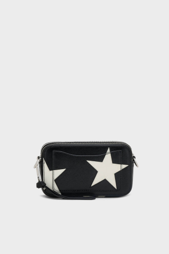 Marc Jacobs Yıldız Desenli Deri Çıkarılabilir Askılı Bayan Çanta 2R4HCR013H02 005 SİYAH-BEYAZ - 10
