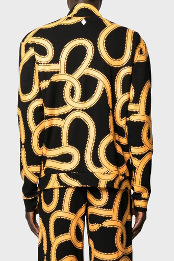 Marcelo Burlon Yılan Desenli Fermuarlı Cepli Dik Yaka Erkek Ceket CMBD007F22JER0011016 SİYAH-TURUNCU - 3