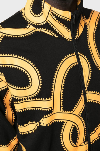 Marcelo Burlon Yılan Desenli Fermuarlı Cepli Dik Yaka Erkek Ceket CMBD007F22JER0011016 SİYAH-TURUNCU - 4