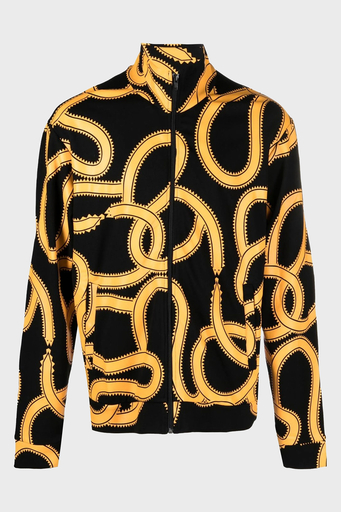 Marcelo Burlon Yılan Desenli Fermuarlı Cepli Dik Yaka Erkek Ceket CMBD007F22JER0011016 SİYAH-TURUNCU - 5