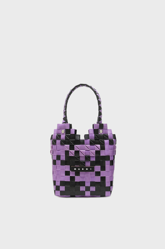 Marni 3D Sepet Örgü Bayan Çanta M00637 0M602 Lila-Siyah - 1