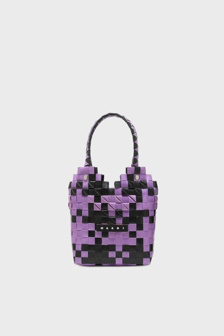 Marni 3D Sepet Örgü Bayan Çanta M00637 0M602 Lila-Siyah - 1