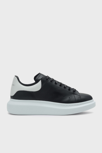McQueen Logolu Deri Sneaker Erkek Ayakkabı 553680WIEEN 1070 SİYAH-BEYAZ - 1