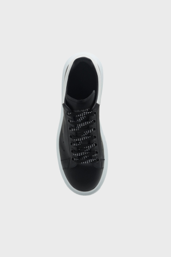 McQueen Logolu Deri Sneaker Erkek Ayakkabı 553680WIEEN 1070 SİYAH-BEYAZ - 3