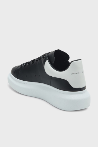 McQueen Logolu Deri Sneaker Erkek Ayakkabı 553680WIEEN 1070 SİYAH-BEYAZ - 4