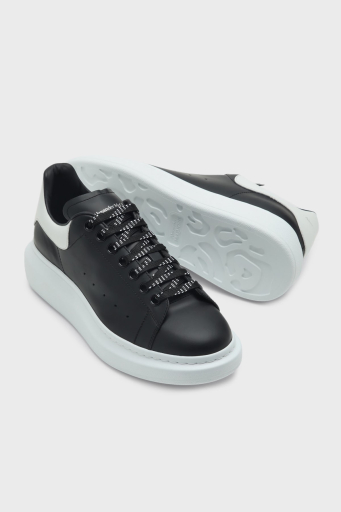 McQueen Logolu Deri Sneaker Erkek Ayakkabı 553680WIEEN 1070 SİYAH-BEYAZ - 5