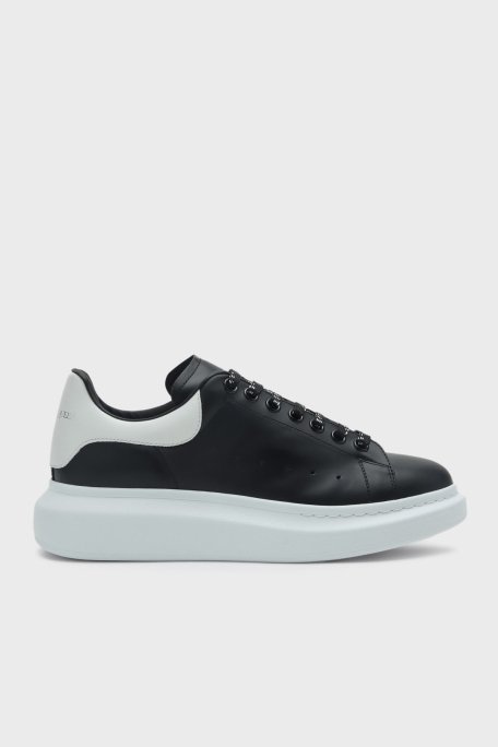 McQueen Logolu Deri Sneaker Erkek Ayakkabı 553680WIEEN 1070 SİYAH-BEYAZ - 1