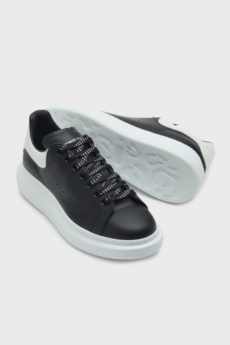 McQueen Logolu Deri Sneaker Erkek Ayakkabı 553680WIEEN 1070 SİYAH-BEYAZ - 5