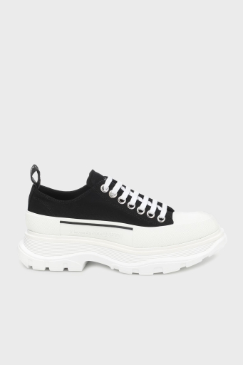 McQueen Pamuklu Kalın Tabanlı Sneaker Bayan Ayakkabı 697072W4AAQ 1070 SİYAH-BEYAZ - 1