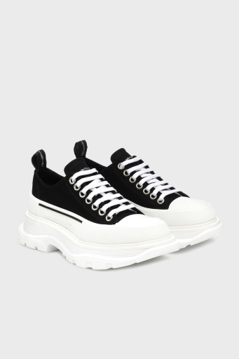 McQueen Pamuklu Kalın Tabanlı Sneaker Bayan Ayakkabı 697072W4AAQ 1070 SİYAH-BEYAZ - 3