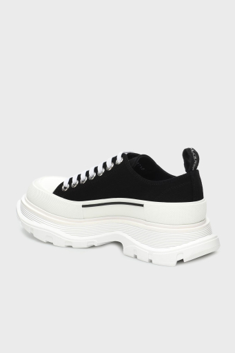 McQueen Pamuklu Kalın Tabanlı Sneaker Bayan Ayakkabı 697072W4AAQ 1070 SİYAH-BEYAZ - 4