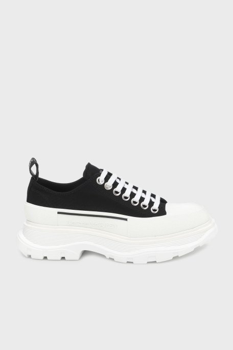 McQueen Pamuklu Kalın Tabanlı Sneaker Bayan Ayakkabı 697072W4AAQ 1070 SİYAH-BEYAZ - 1