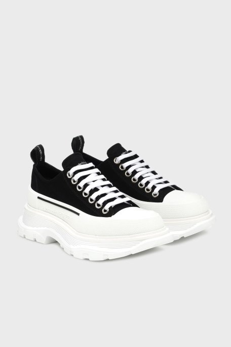 McQueen Pamuklu Kalın Tabanlı Sneaker Bayan Ayakkabı 697072W4AAQ 1070 SİYAH-BEYAZ - 3