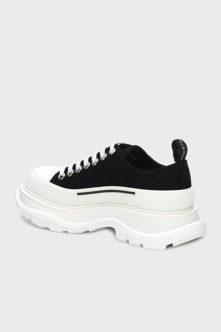 McQueen Pamuklu Kalın Tabanlı Sneaker Bayan Ayakkabı 697072W4AAQ 1070 SİYAH-BEYAZ - 4