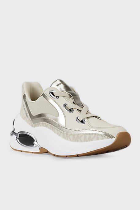 Michael Kors Deri Karışımlı Logo Detaylı Sneaker 43T5TRFS2B150 Bayan Ayakkabı 43T5TRFS2B 150 EKRU - 4