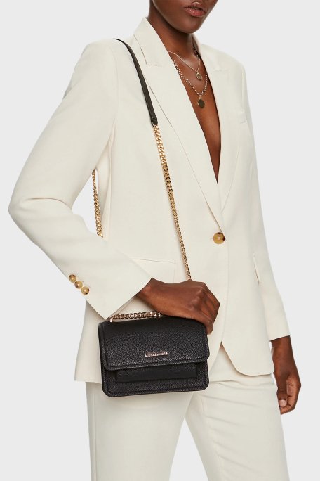 Michael Kors Deri Logolu Ayarlanabilir Zincir Askılı 32T4GC7C1T001 Bayan Çanta 32T4GC7C1T 001 SİYAH - 2