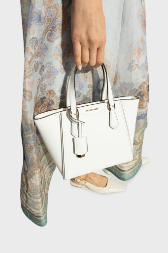 Michael Kors Deri Logolu Çıkarılabilir Askılı 32F4GTBC1L085 Bayan Çanta 32F4GTBC1L 085 BEYAZ - 2