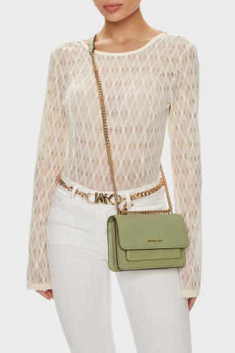 Michael Kors Deri Logolu Zincir Askılı 32T4GC7C1T334 Bayan Çanta 32T4GC7C1T 334 HAKİ - 2