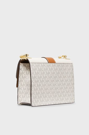 Michael Kors Logolu Ayarlanabilir Uzatma Askılı % 100 Deri Greenwich Bayan Çanta 32S1GGRC0B 149 VANİLYA - 3