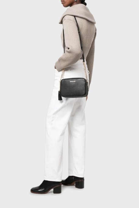 Michael Kors Logolu Ayarlanabilir Uzatma Askılı % 100 Deri Jet Set Bayan Çanta 32F7GGNM8L 001 SİYAH - 2