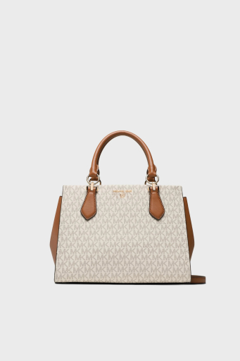 Michael Kors Logolu Çıkarılabilir Omuz Askılı Deri Bayan Çanta 30S2G6AS2B 149 KREM - 1