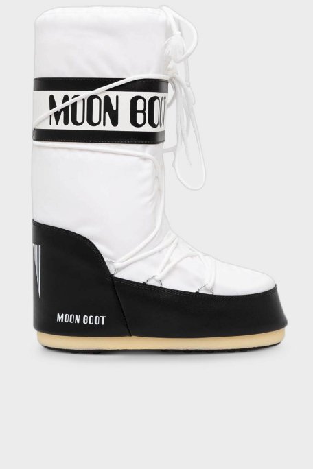 Moon Boot Logolu Bağcıklı Suya Dayanıklı Bayan Kar Botu 80D1400440 NA02 SİYAH-BEYAZ - 1