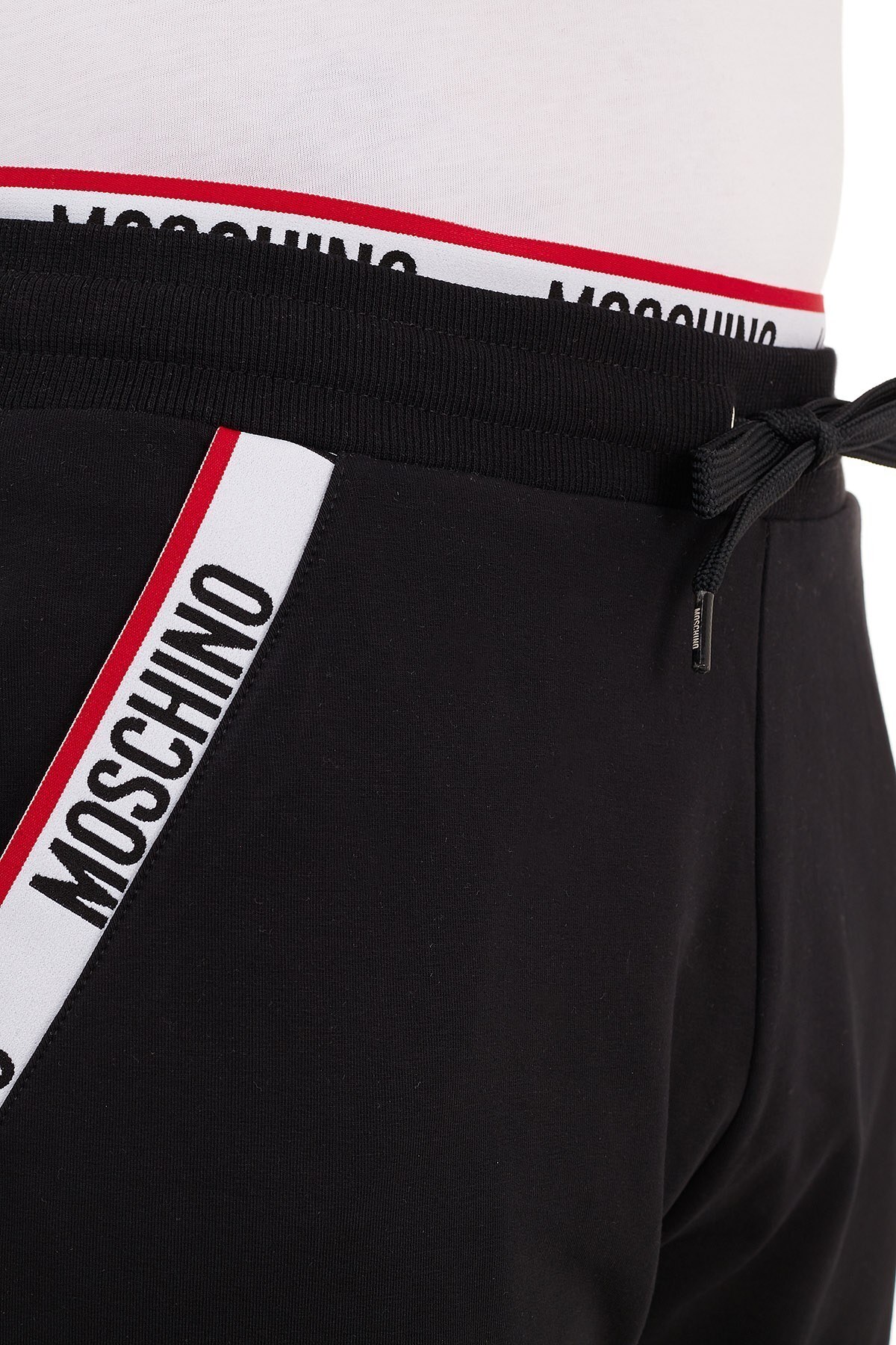 Moschino Logo Bantlı Belden Bağlamalı Cepli Erkek Eşofman Altı A4303 8106 0555 SİYAH