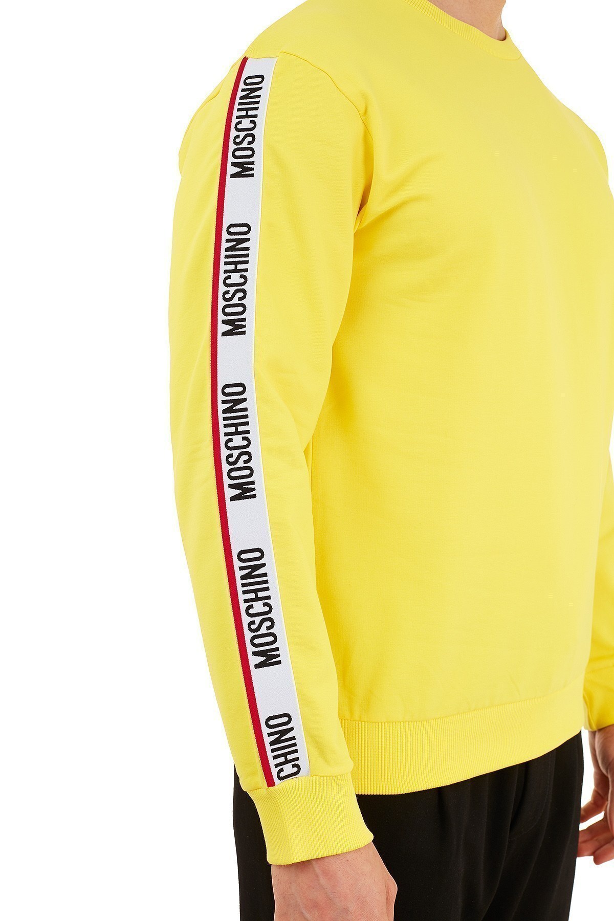 Moschino Regular Fit Logo Bantlı Bisiklet Yaka Pamuklu Erkek Sweat A1706 8106 0026 SARI