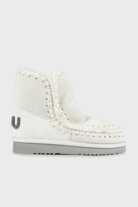 Mou Hakiki Deri Simli Logo Detaylı Dikişli Eskimo Bayan Bot MU.FW101050A CHLK EKRU - 3