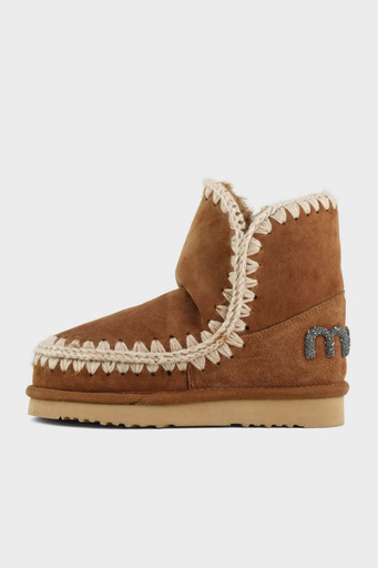 Mou Hakiki Deri Simli Logo Detaylı Dikişli Eskimo Bayan Bot MU.FW101050A COG TABA - 8