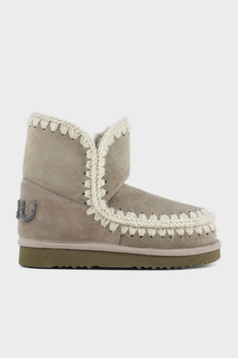 Mou Hakiki Deri Simli Logo Detaylı Dikişli Eskimo Bayan Bot MU.FW101050A ELGRY GRİ - 1