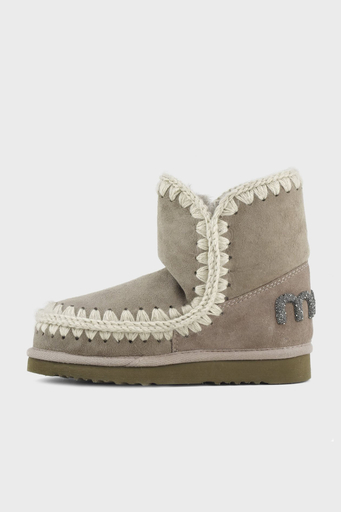 Mou Hakiki Deri Simli Logo Detaylı Dikişli Eskimo Bayan Bot MU.FW101050A ELGRY GRİ - 3